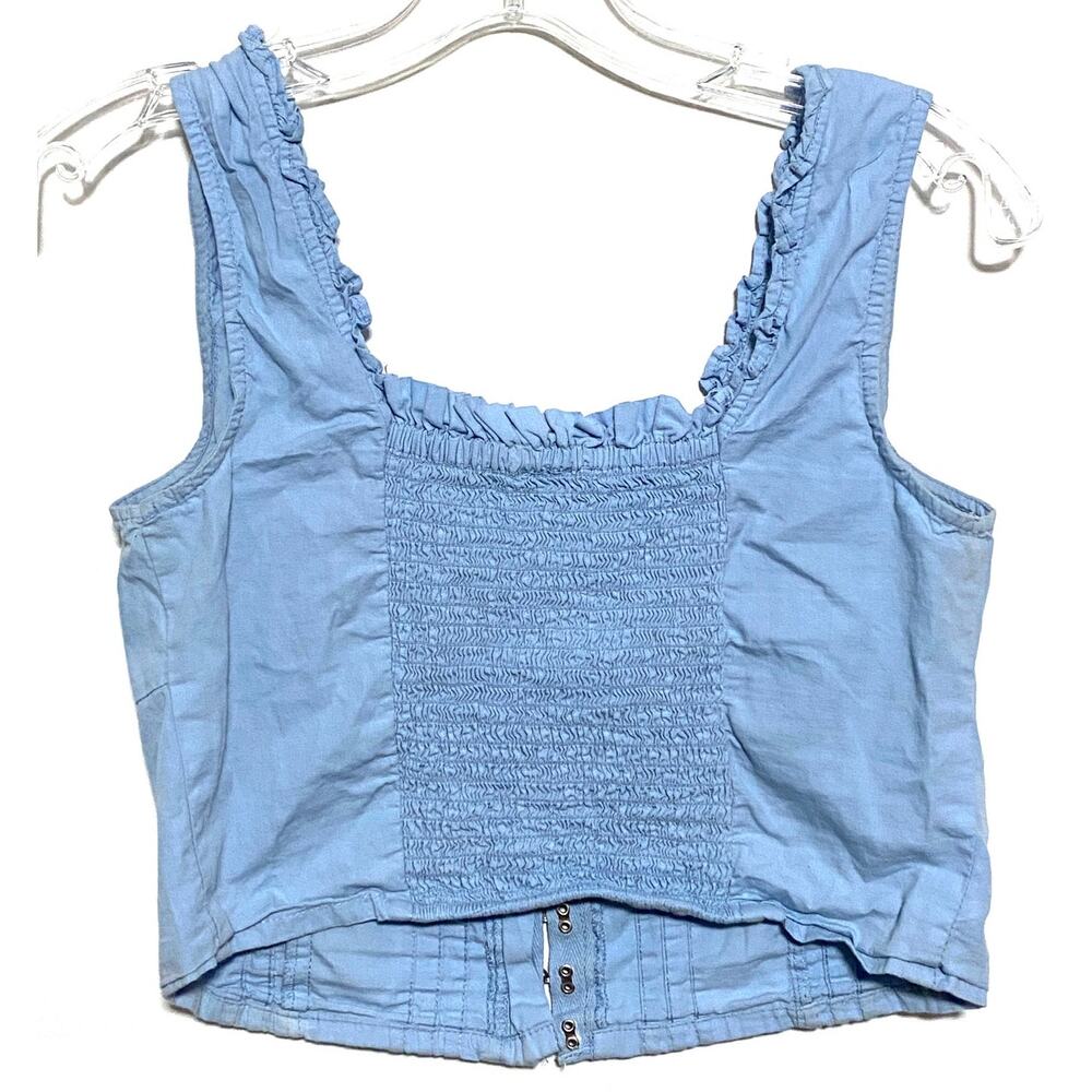 Japna Babydoll Hook Eye Crop Top M Corset Milkmaid Coquette Peasant Renaissance - Picture 2 of 9